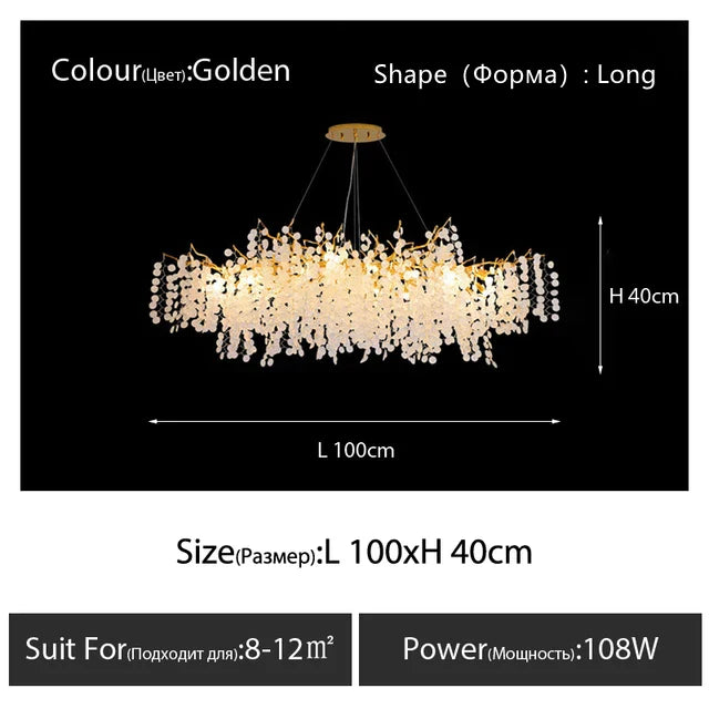 Round Crystal Pendant Chandelier for High-End Luxury Home LED Lighting