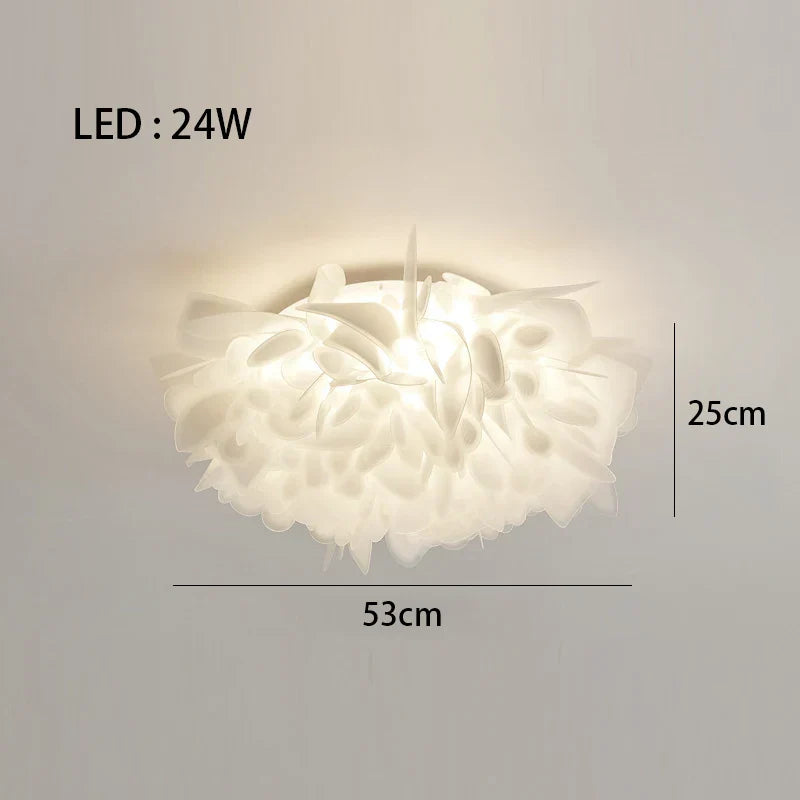 LED Petal Ceiling Chandelier for Living Room, Dimmable Round Bedroom Lamp