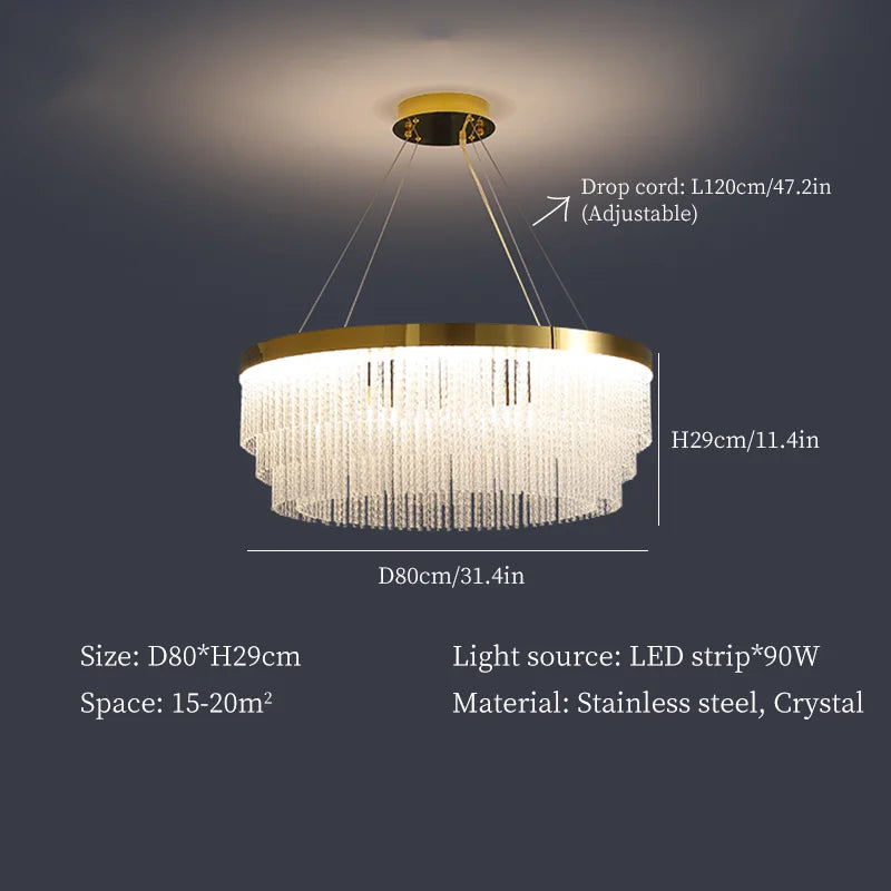 Crystal Luxury Hanging Ceiling Lamps LED Chandelier for Living Room Decor