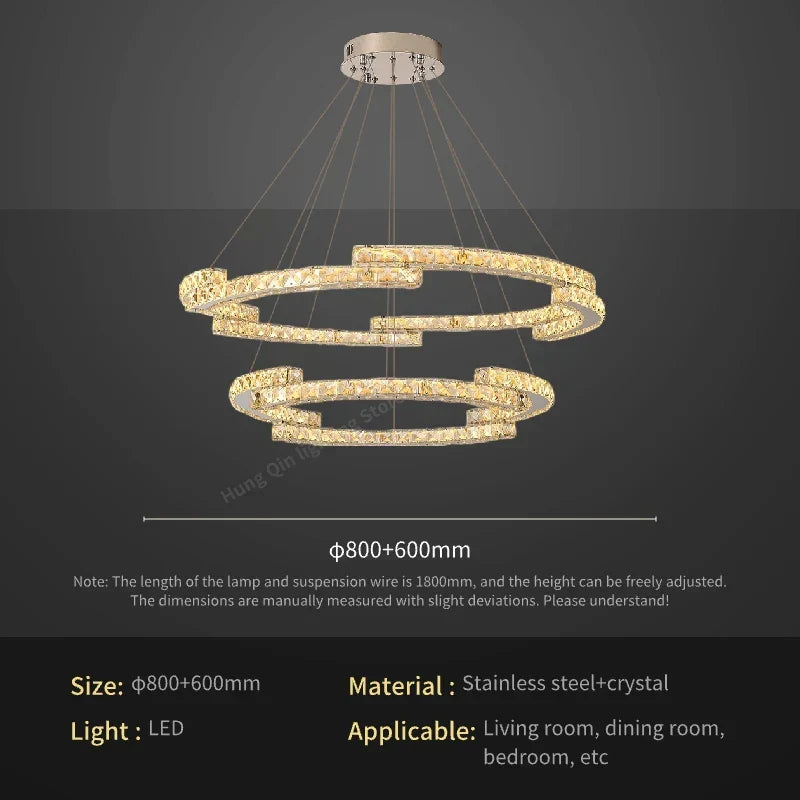 Circular Crystal Pendant Light Chandelier for Living Room
