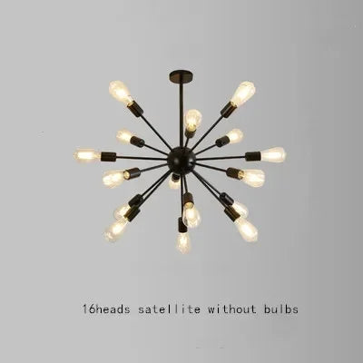 Retro Spider Iron Chandelier: Adjustable, Rotatable, Industrial Living Room Lighting