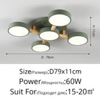 Nordic Style Wood Art LED Chandelier for Bedroom Living Room Ceilings