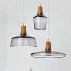 Glass & Wood Pendant Light: Modern Nordic Hanging Lamp for Bar, Table, Dining - Gray Retro Decor