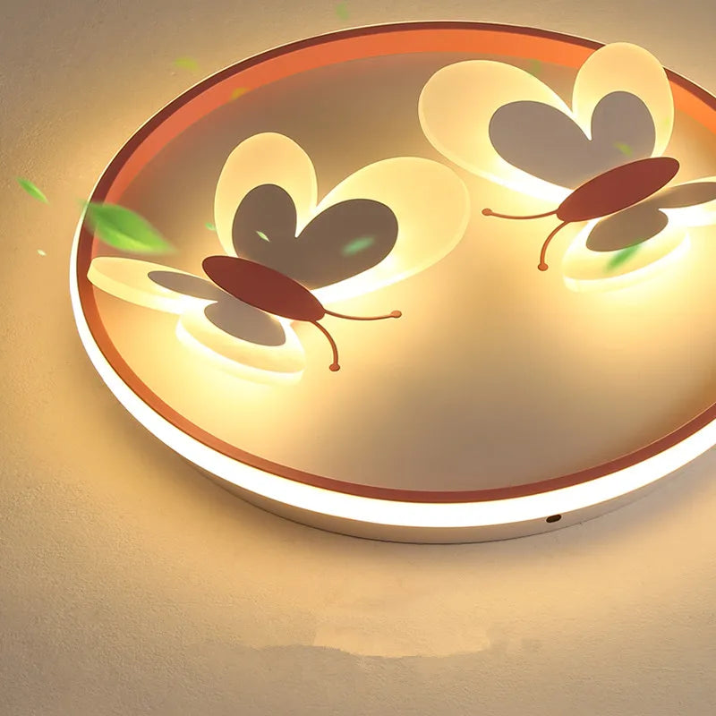 Butterfly Pink Ceiling Light for Kids Room & Study, Creative Decorative Lamp