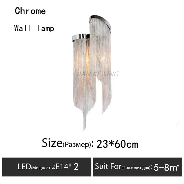 Luxury Tassel Chandelier: Elegant Aluminum Chain LED Lighting for Living Room Loft Villa