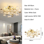 Gold Branches Chandelier with Porcelain Leaves Pendant Light - Luxury Living room Decor