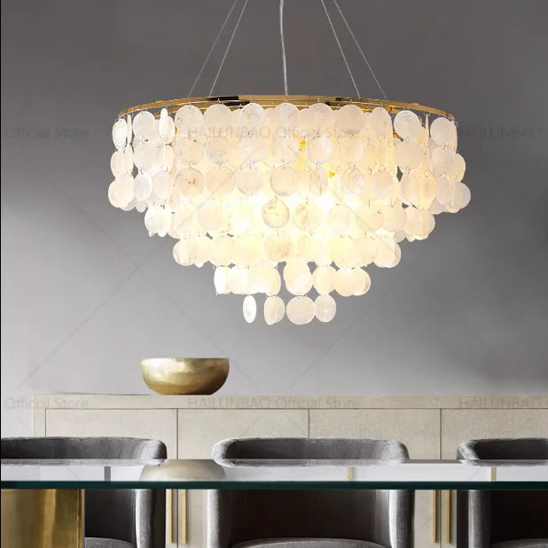 Nordic Shell Chandelier: Modern, Creative, & Luxurious Lighting for Living, Dining & Bedroom