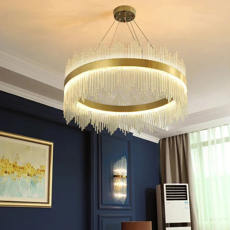 Modern Glass Rod LED Pendant Chandelier for Home Indoor Lighting