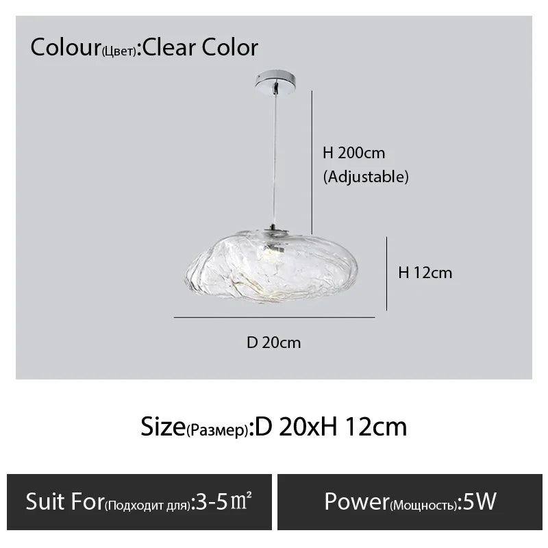 Glass Cloud Chandelier LED Pendant Lamp for Villa Staircase & Hotel