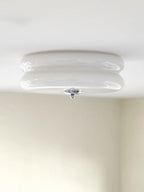 White Yellow Glass LED Ceiling Chandelier Modern Living Room Decor