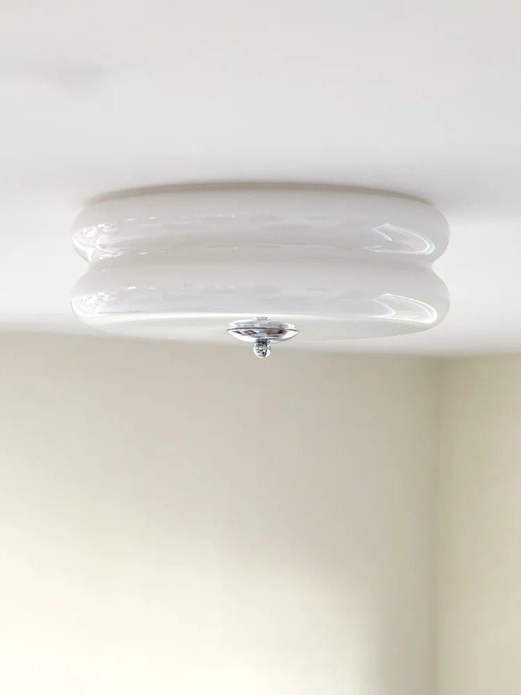 White Yellow Glass LED Ceiling Chandelier Modern Living Room Decor