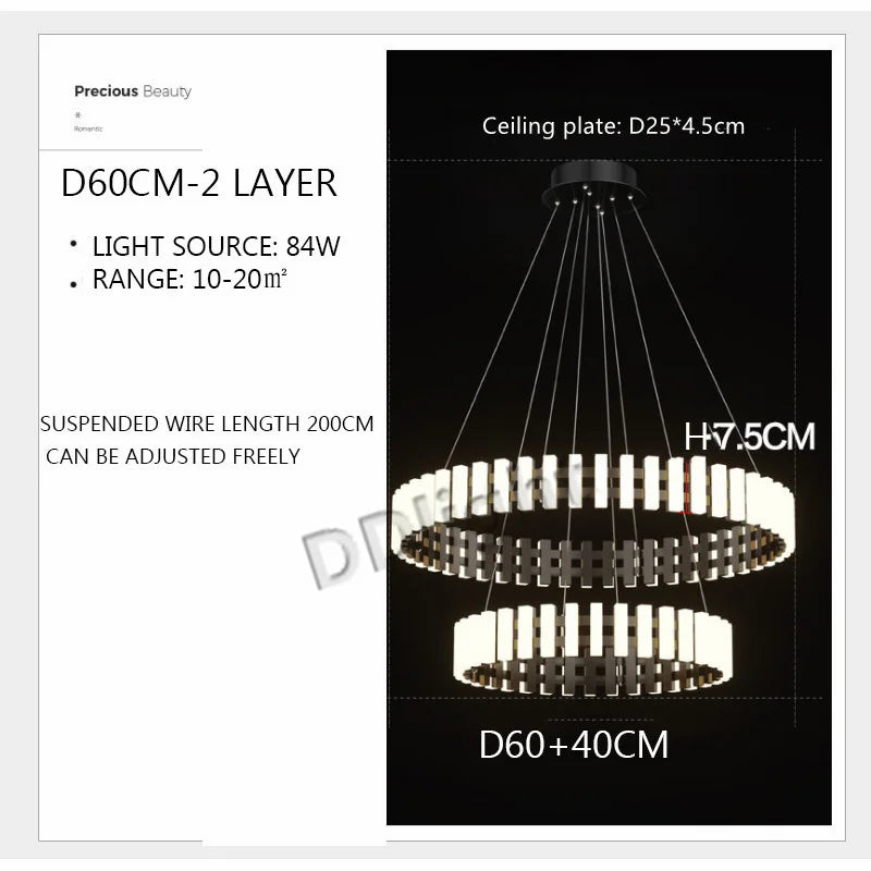 Modern Circle Chandelier: Bright 360° Lighting for Living Room, Kitchen & Bedroom