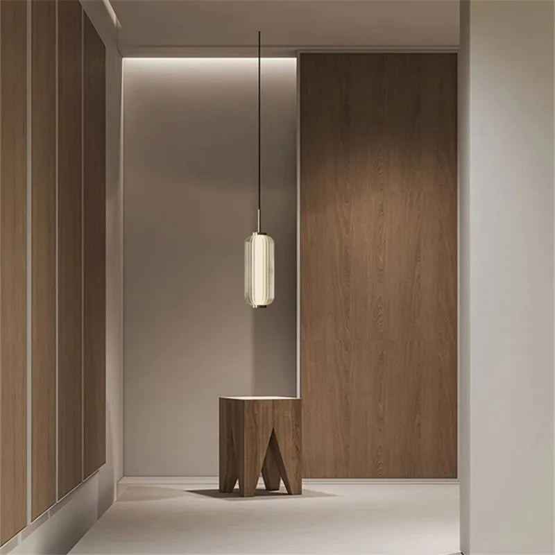 Glass Staircase Pendant Light: American Retro Minimalist Restaurant Foyer Artistic Lamp