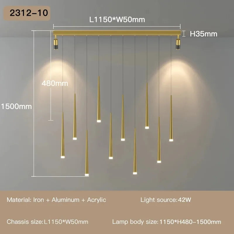 Long Strip Spotlight Pendant Lamp: Modern Chandelier for Living, Dining, Bedroom, Hall Lighting