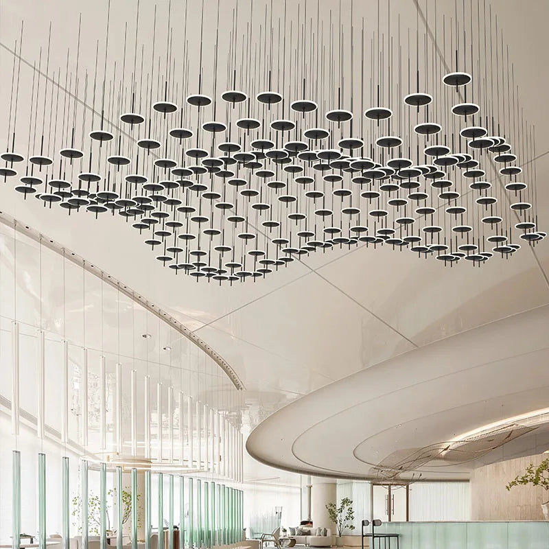 Modern Black Iron Art Circular Chandelier for Living Room, Hotel - Custom Large Chandeliers