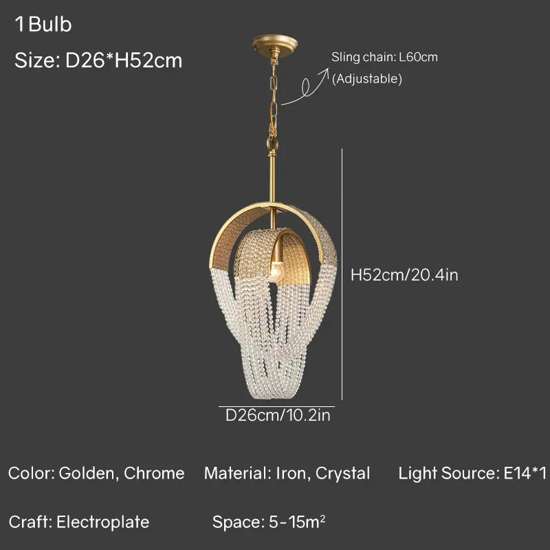 Crystal Tassels LED Ceiling Chandelier for Elegant Home Decor Lighting