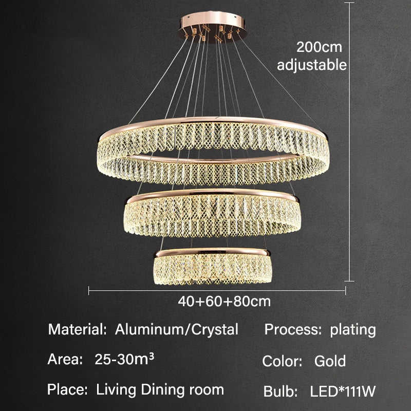 Crystal Chandelier Luxury LED Lighting for Living Dining Kitchen Bedroom