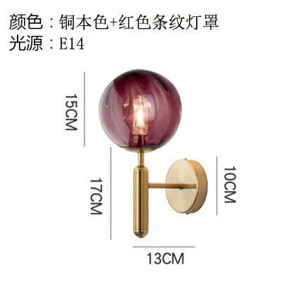 Glass Ball LED Wall Lamp Modern Bedroom Beside Light Fixture