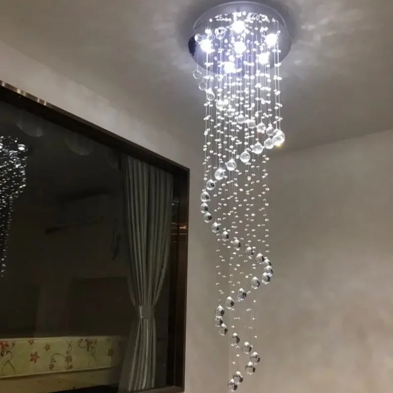 Crystal Spiral Chandelier LED Light Fixture for Living Room, Staircase, Bedroomairo Hotel
