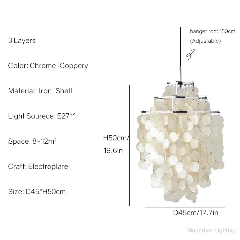 Aeolian Bells Shell Chandelier for Mediterranean Living Room, Shop, Bar, and Restaurant