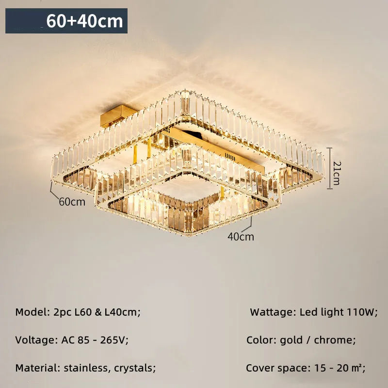 Crystal Chandelier LED Ceiling Light for Bedroom, Dimmable Luxury Foyer Lighting