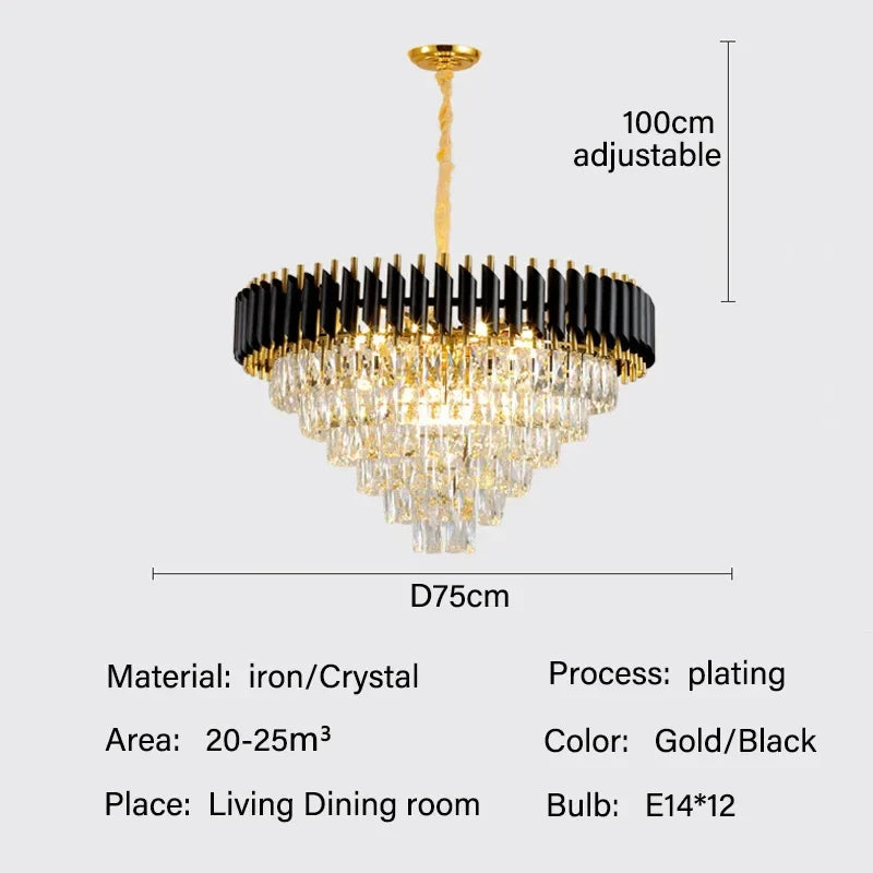 Crystal Pendant Chandelier - Modern Luxury LED Lighting for Living, Dining, Bedroom
