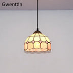 Tiffany Square Pendant Light, Stained Glass Hanging Lamp for Home Decor
