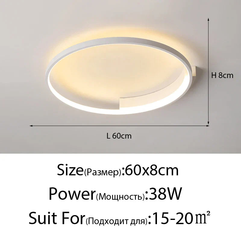Modern Round LED Ceiling Light for Living Room Bedroom Dining Nordic Design
