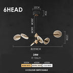 Nordic Iron LED Chandelier Rotatable Pendant Lamp for Dining Room, Living Room, Bedroom