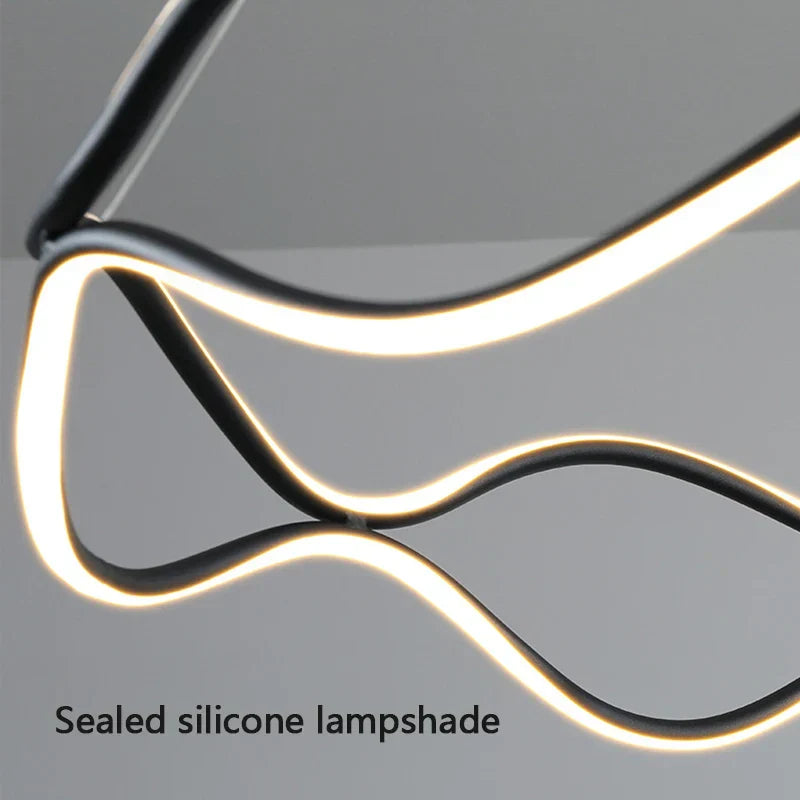Wave Ring LED Pendant Chandelier for Living Room Bedroom, Modern Circle Lamp Fixture