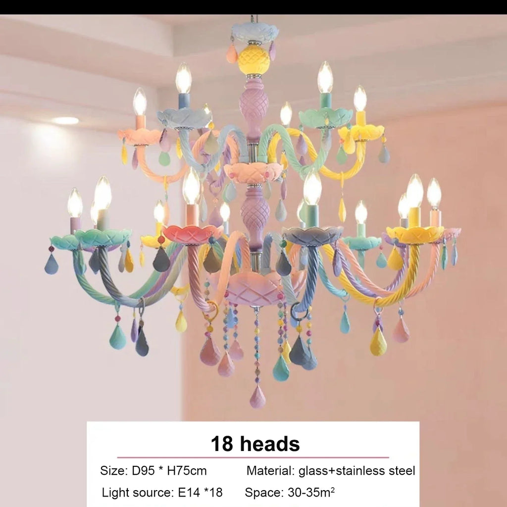 Crystal Chandelier: Modern Macaron Color Luminaire for Children's Room