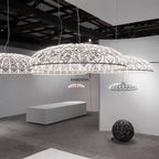 SKynest Rope LED Chandelier: Circular Woven Fireworks Light for Living Room & Restaurant