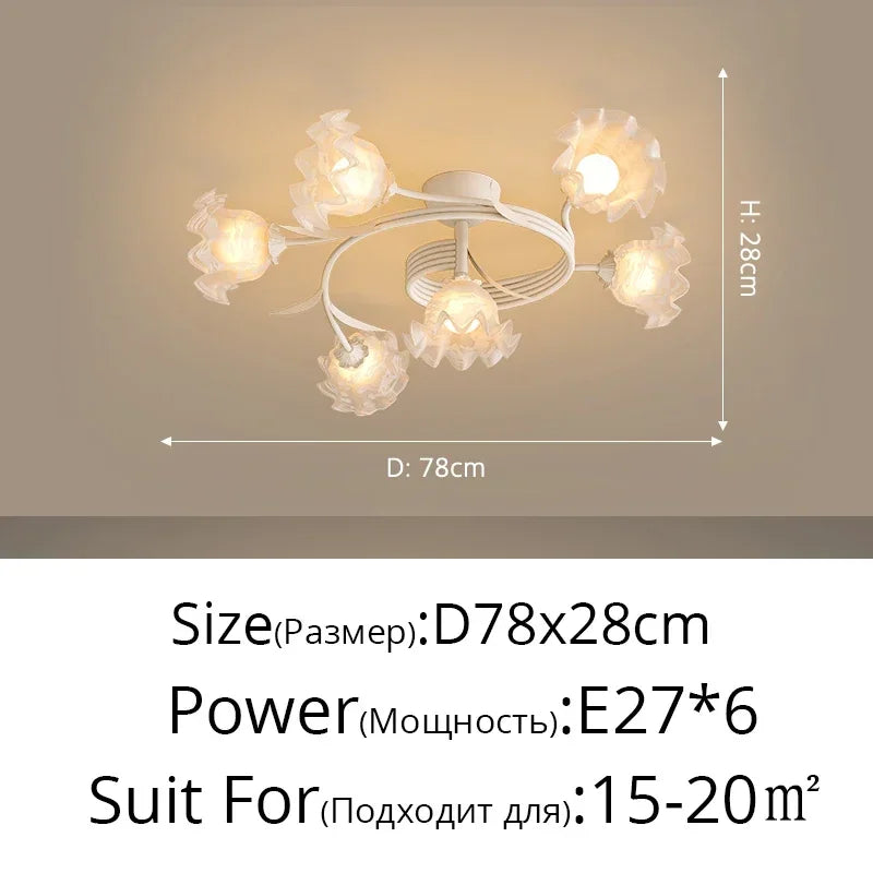 Lily Of The Valley Glass Chandelier Light: Modern Cream Wind Lamp for Living Room & Bedroom