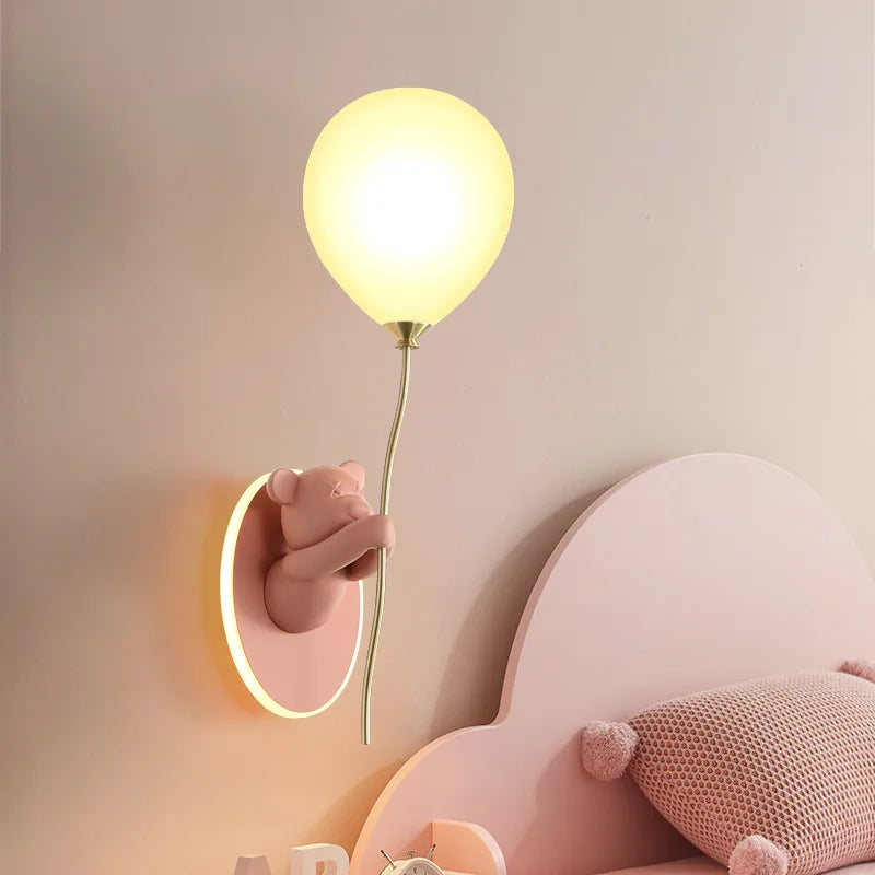 Cartoon Bear Balloon LED Wall Lamp for Children's Room