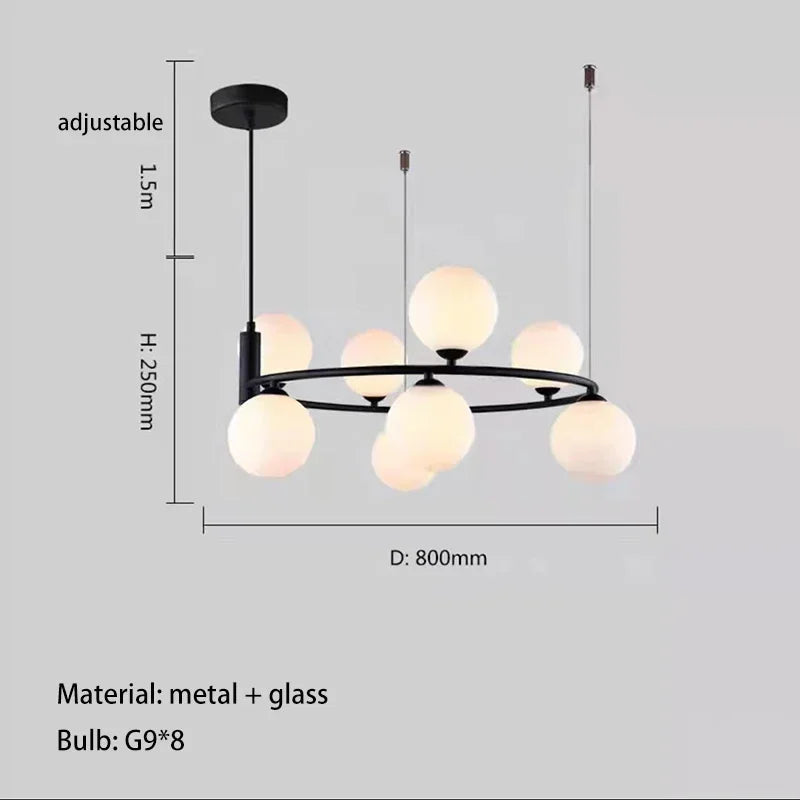 Glass Chandelier G9 Hanging Light for Living Room Bedroom Decor