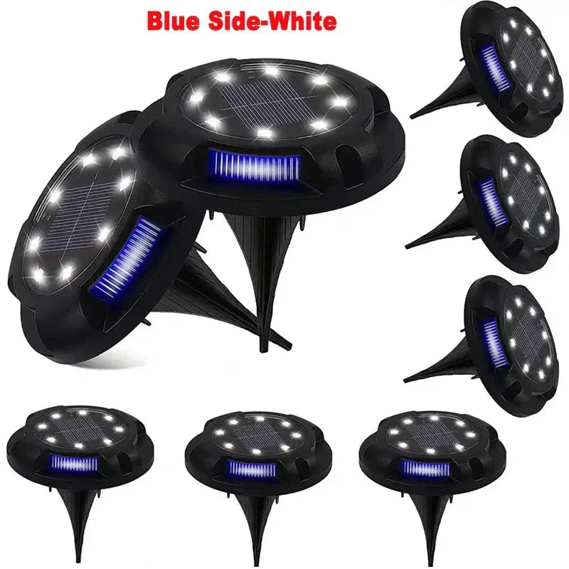 Solar Disk Light Outdoor Garden Spotlight Buried LED Deck Lamp Decor