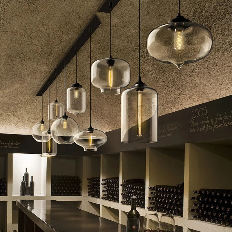 Glass Pendant Chandelier E27 Ceiling Light for Living Dining Kitchen Bedroom