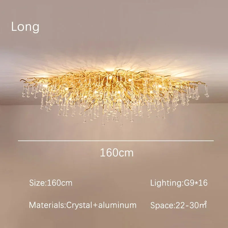 Crystal Dendritic Chandelier: Modern Luxe for Living Room, Dining Room, Bedroom, Hotel Lobby