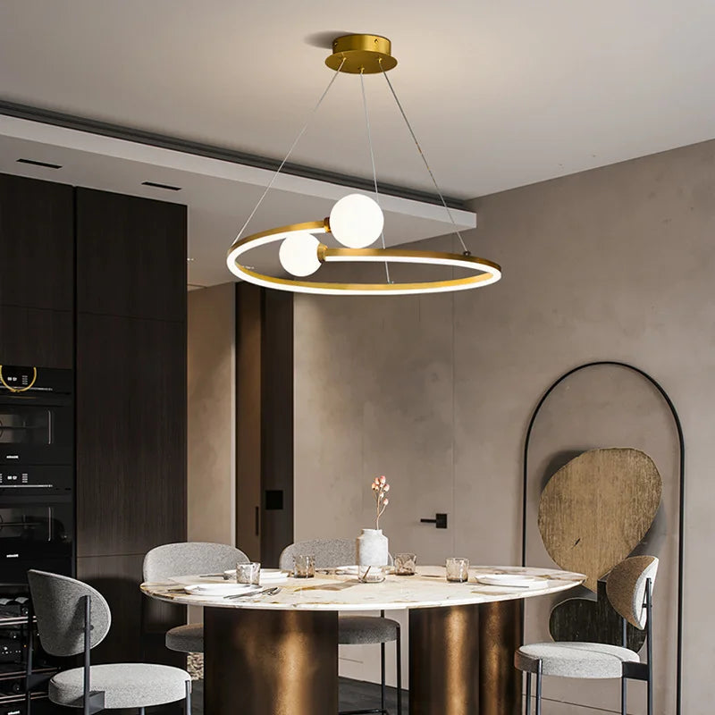 Gold Nordic Ring LED Ceiling Chandelier for Dining Room Pendant Lighting