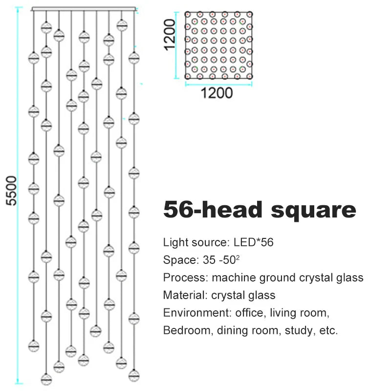 Crystal Ball Chandelier Pendant Light for Staircase Hallway Bar Décor