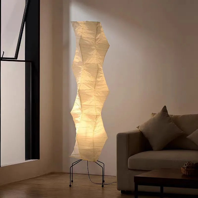 Rice Paper Floor Lamp Tripod Stand Ambient Light Living Room Decor