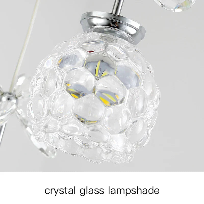 Crystal Petal Ceiling Chandelier: Modern Round Chrome Hanging Light for Home Decor