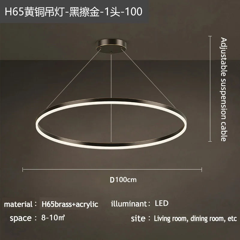 Nordic Circular Chandelier Hanging Pendant Light for Living Room and Dining Room