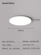 Round LED Ceiling Lamp - Modern Minimalist Dimmable Lighting Fixtures