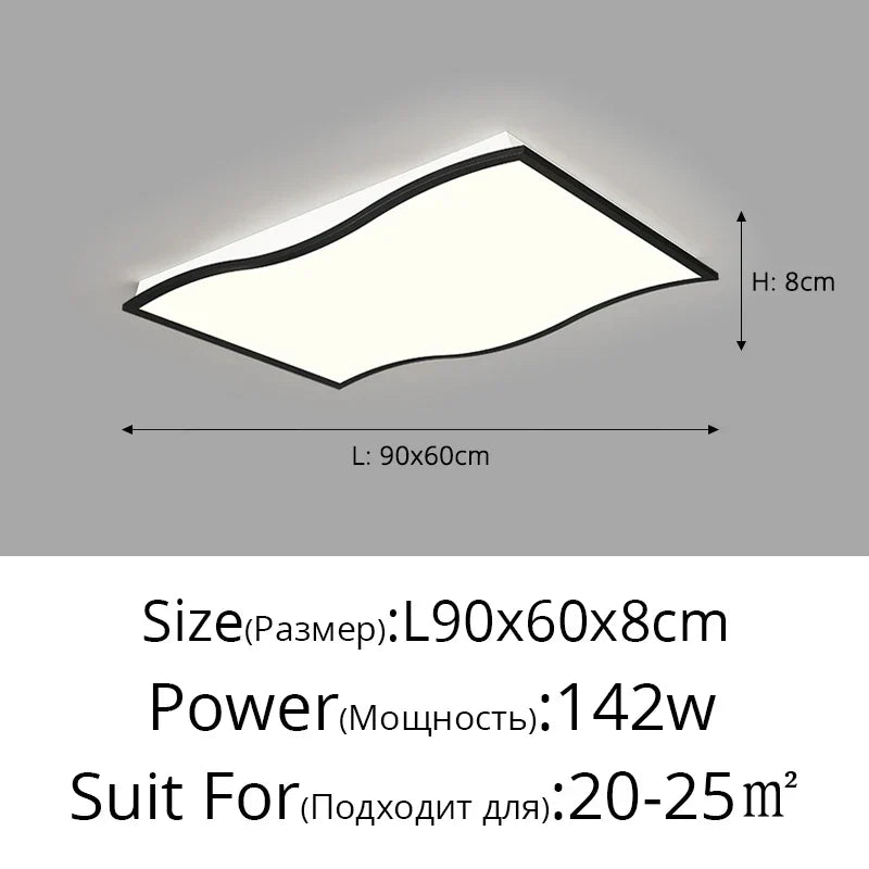 Minimalist LED Ceiling Light in Black & White for Living, Dining, Bedroom & Kitchen