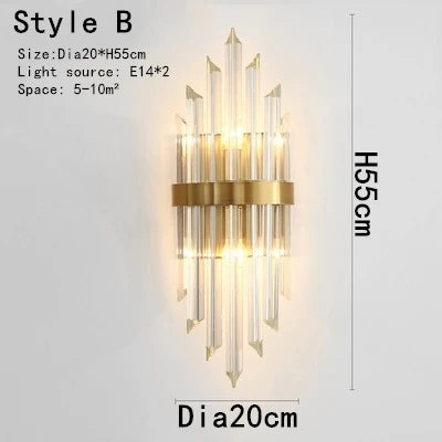 Gold Crystal Bracket Light: Stylish Lighting Fixtures for Home Wall Decor