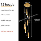 Wooden Chandelier: Modern LED Staircase Hanging Light