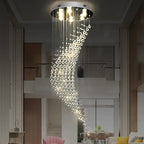 Spiral Crystal LED Chandelier: Modern Luxury Staircase Pendant Light Fixture
