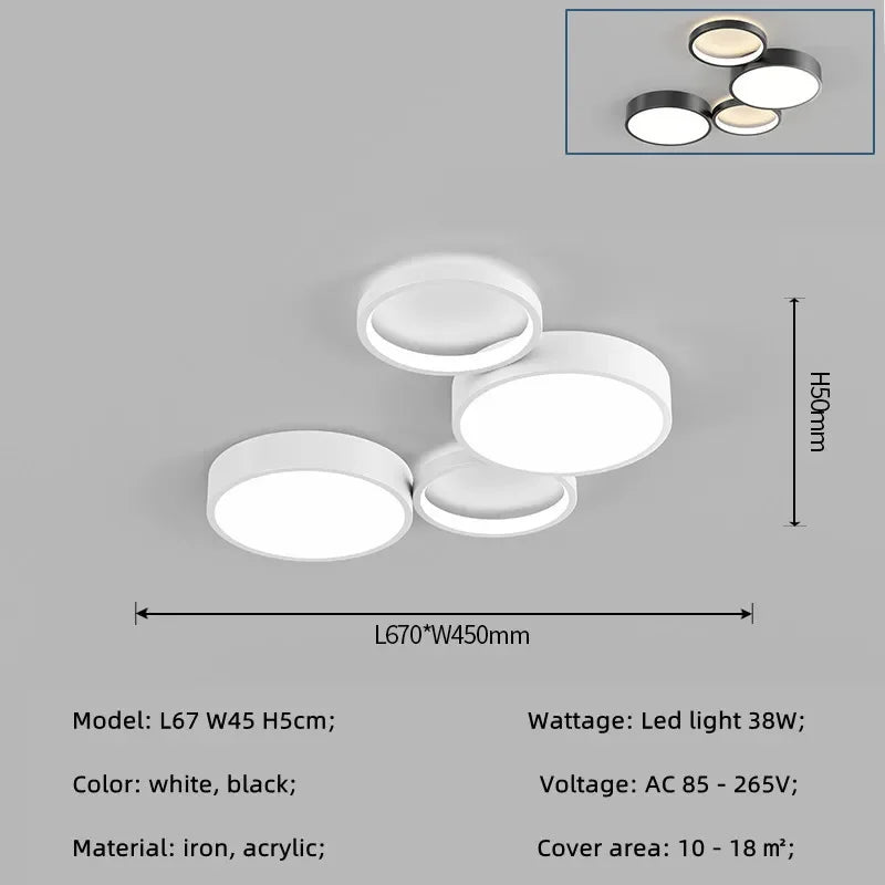 Modern Circles LED Ceiling Light for Living Room Bedroom