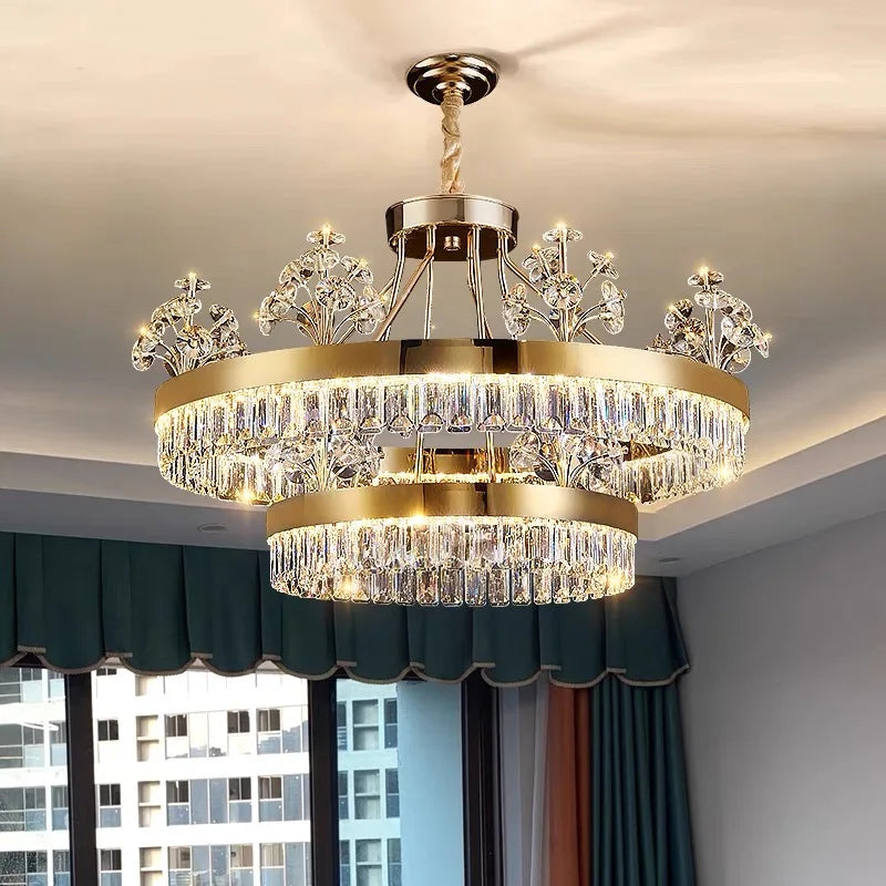 Luxe Crystal Ceiling Chandelier - Elegant Home Decor Hanging Light for Living Room